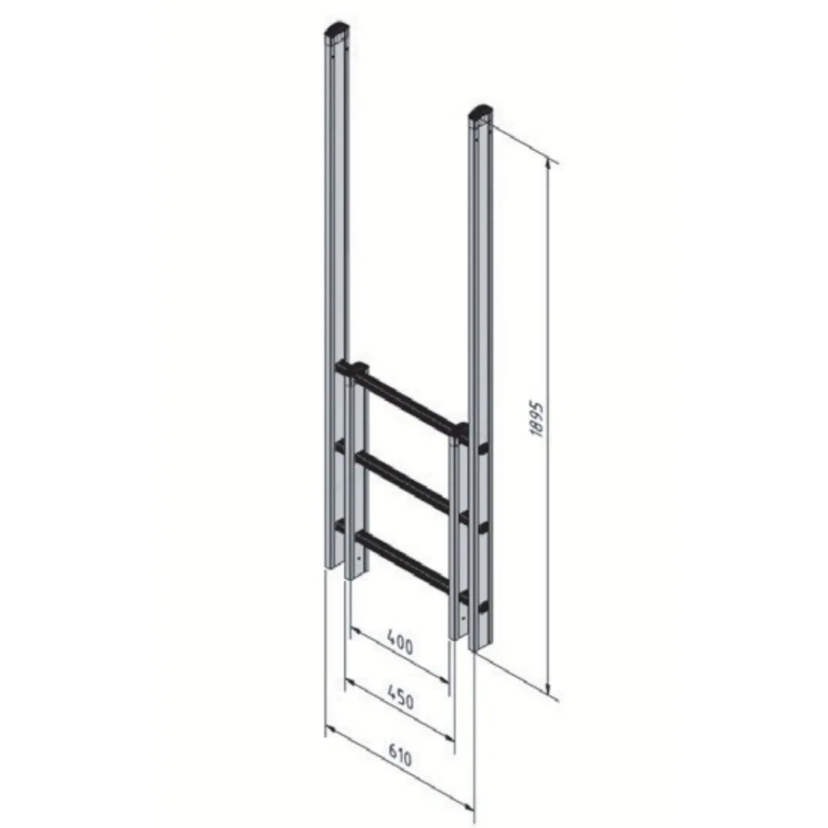 Avslut stege enkel 610mm<Stallningsprodukter Best