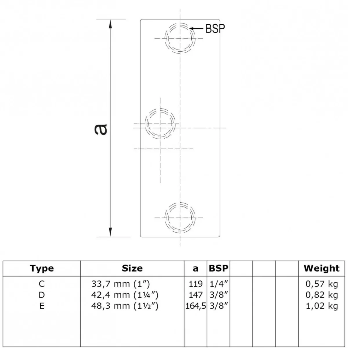 Rörkoppling 45 grader 48,3 mm<LUNADO Discount