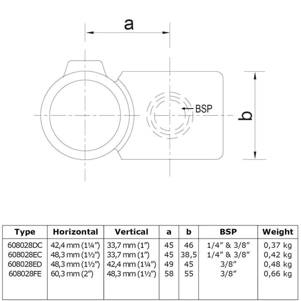 Rörkoppling 90gr utanpåliggande 60,3 & 48,3mm<LUNADO Outlet