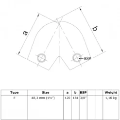 Rörkoppling vinkel 40 - 70 grader 48,3mm<LUNADO New