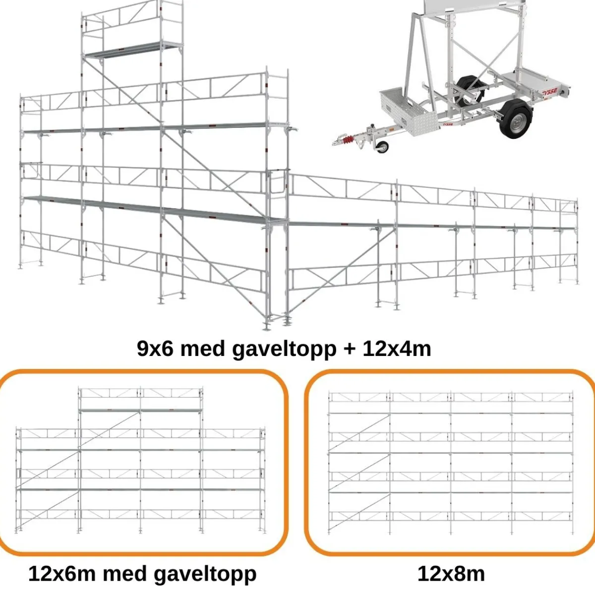 Ställningstrailer med 96m² Villapaket Ram ALU<MJ-Gerust