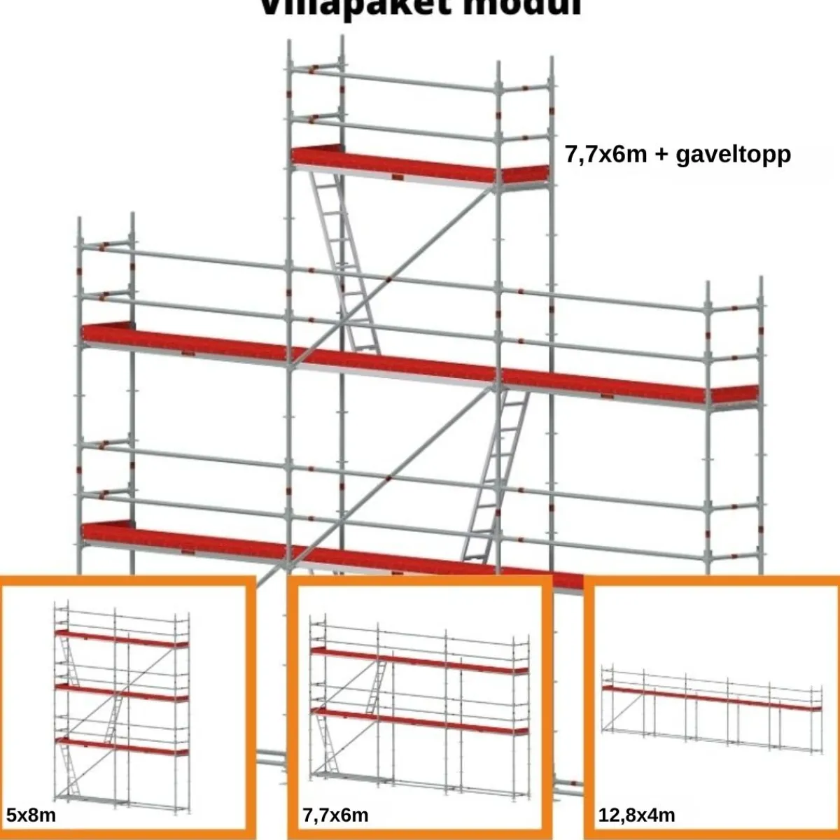 Villapaket modul stål 50m² (2,57m fack)<MJ-Gerust Best