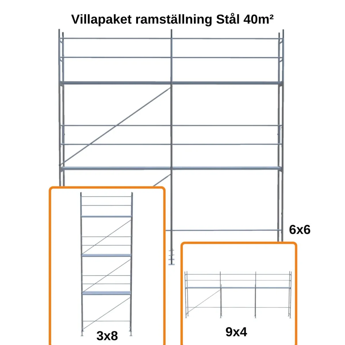 Villapaket ramställning STÅL 40m²<MJ-Gerust Clearance