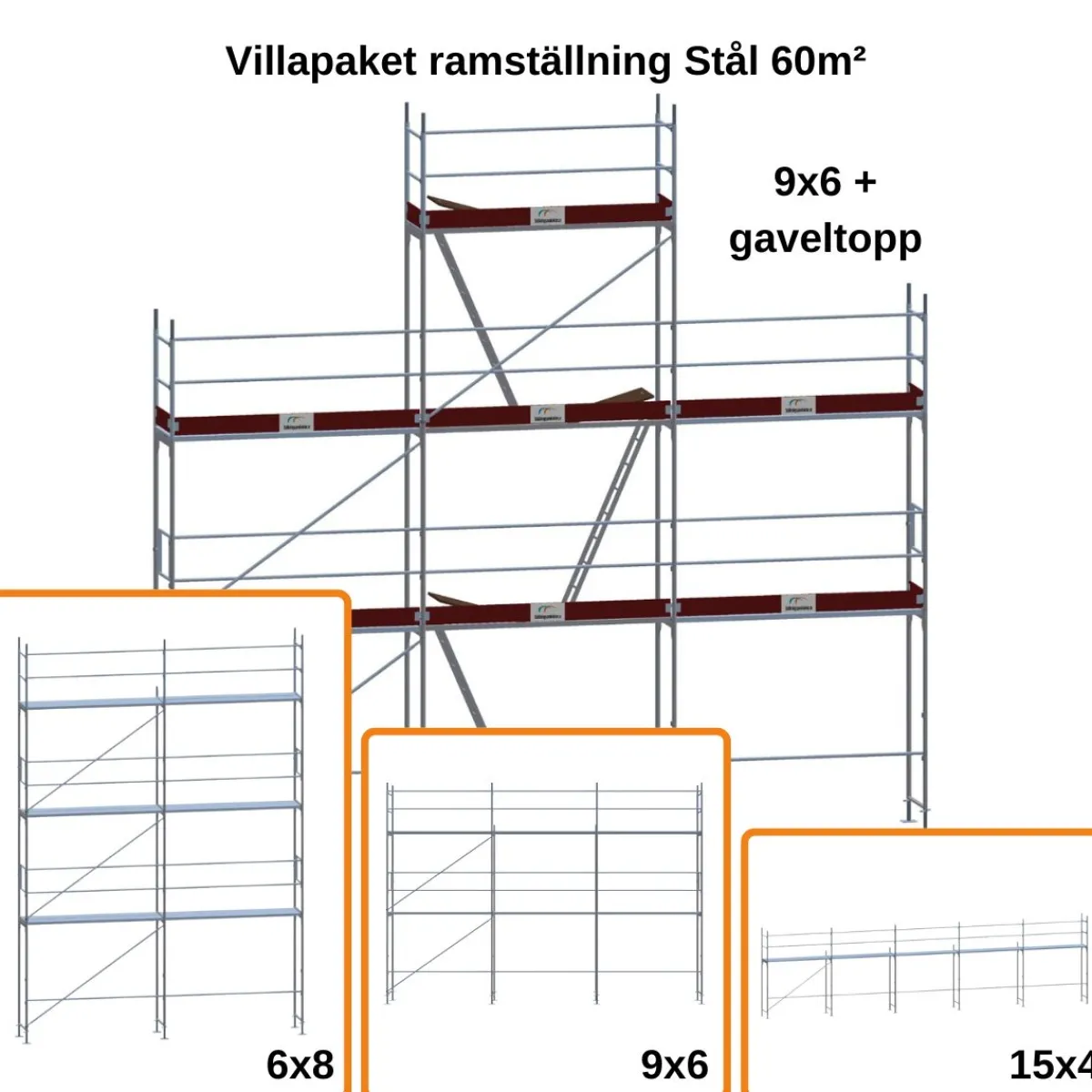 Villapaket ramställning STÅL 60m²<MJ-Gerust Sale